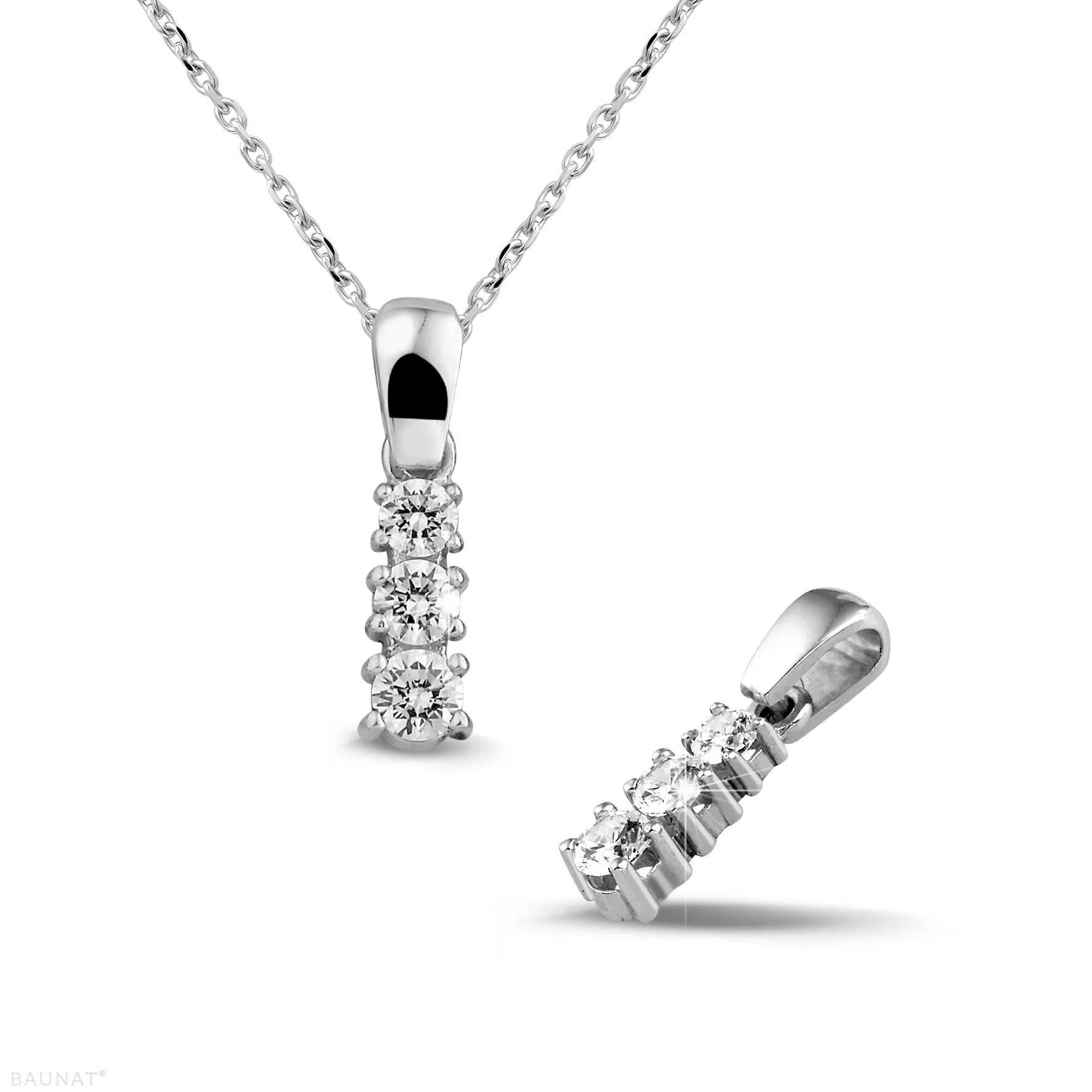 0.45 quilates trilogía colgante diamante en oro blanco 