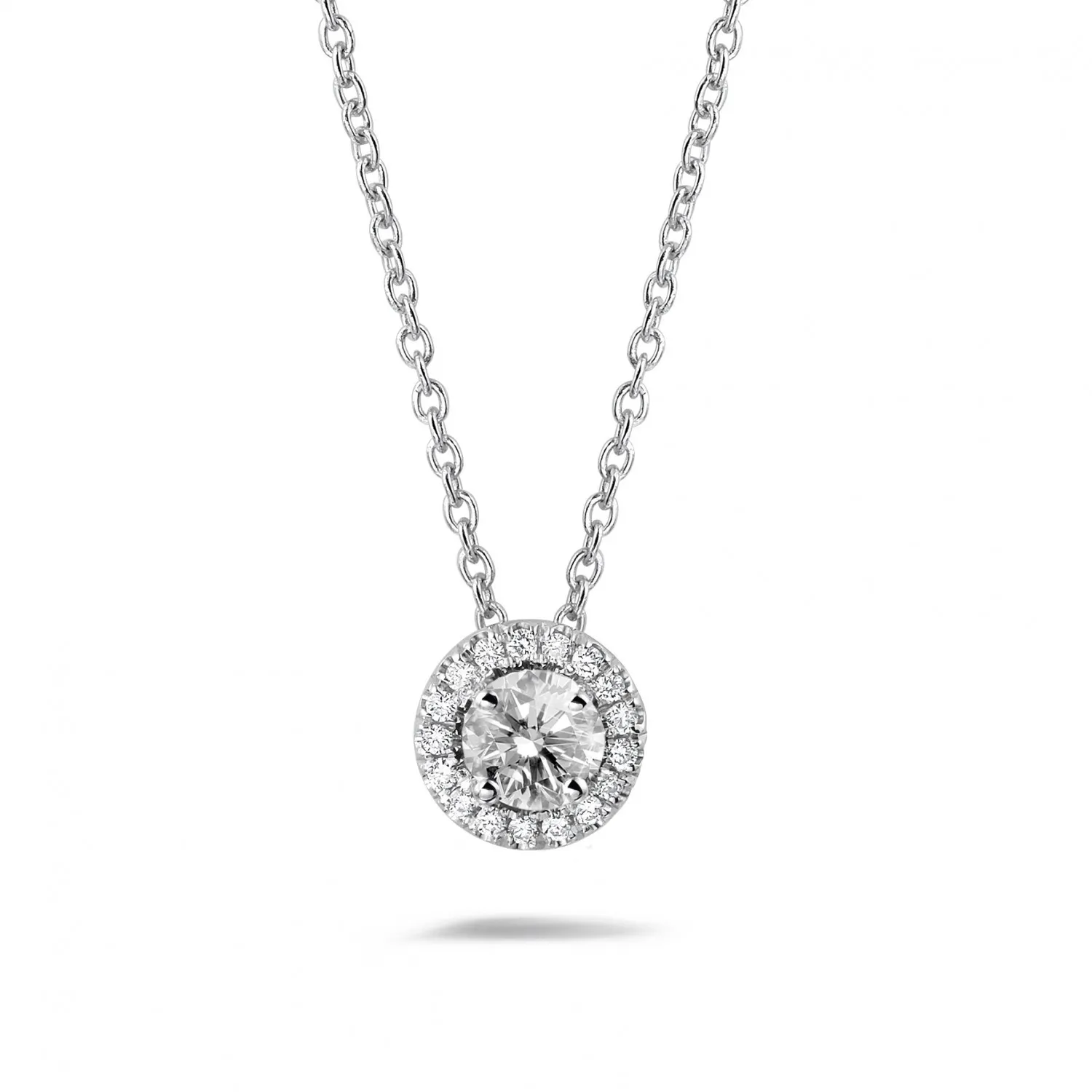 0.50 quilates halo gargantilla diamante en oro blanco 
