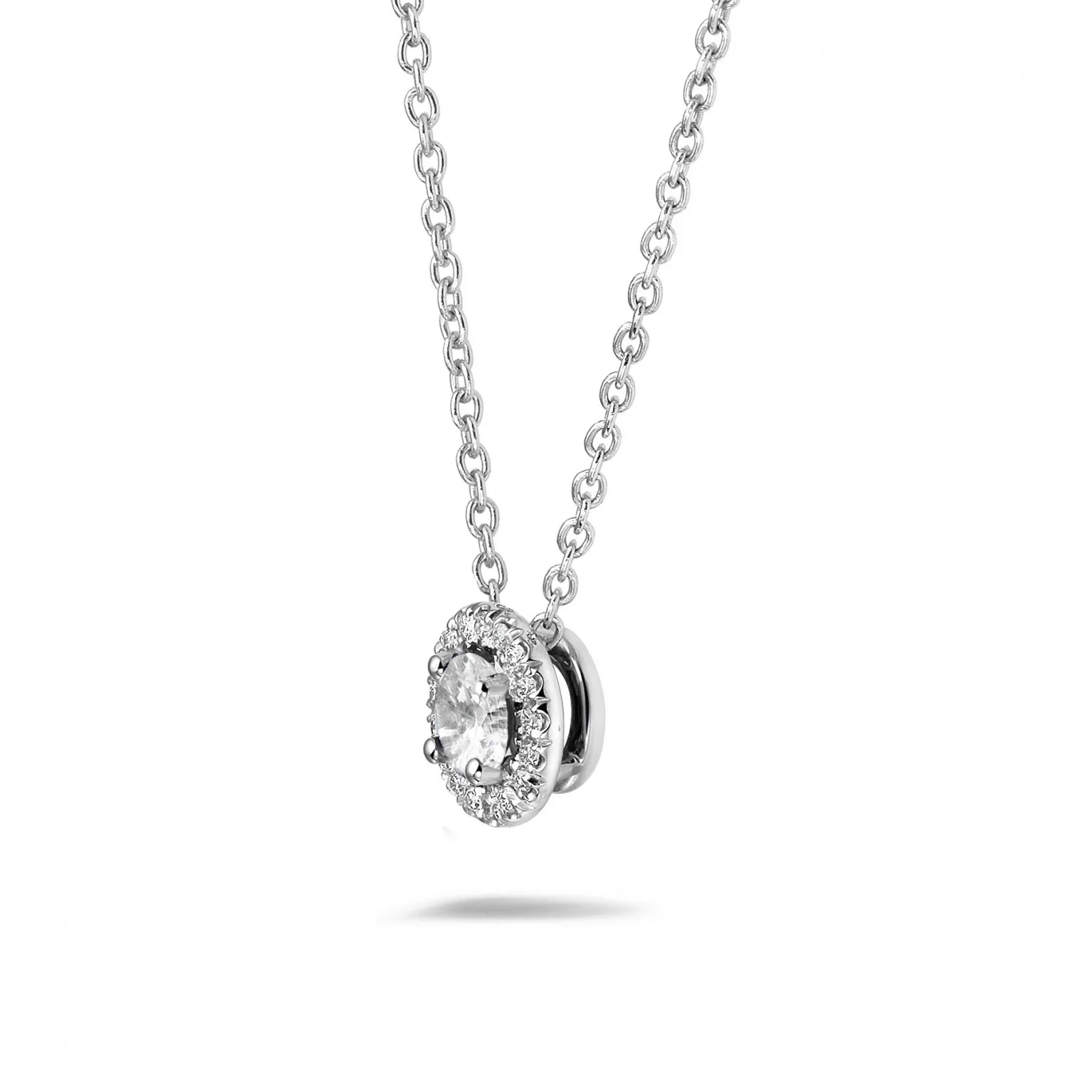 0.50 quilates halo gargantilla diamante en oro blanco 
