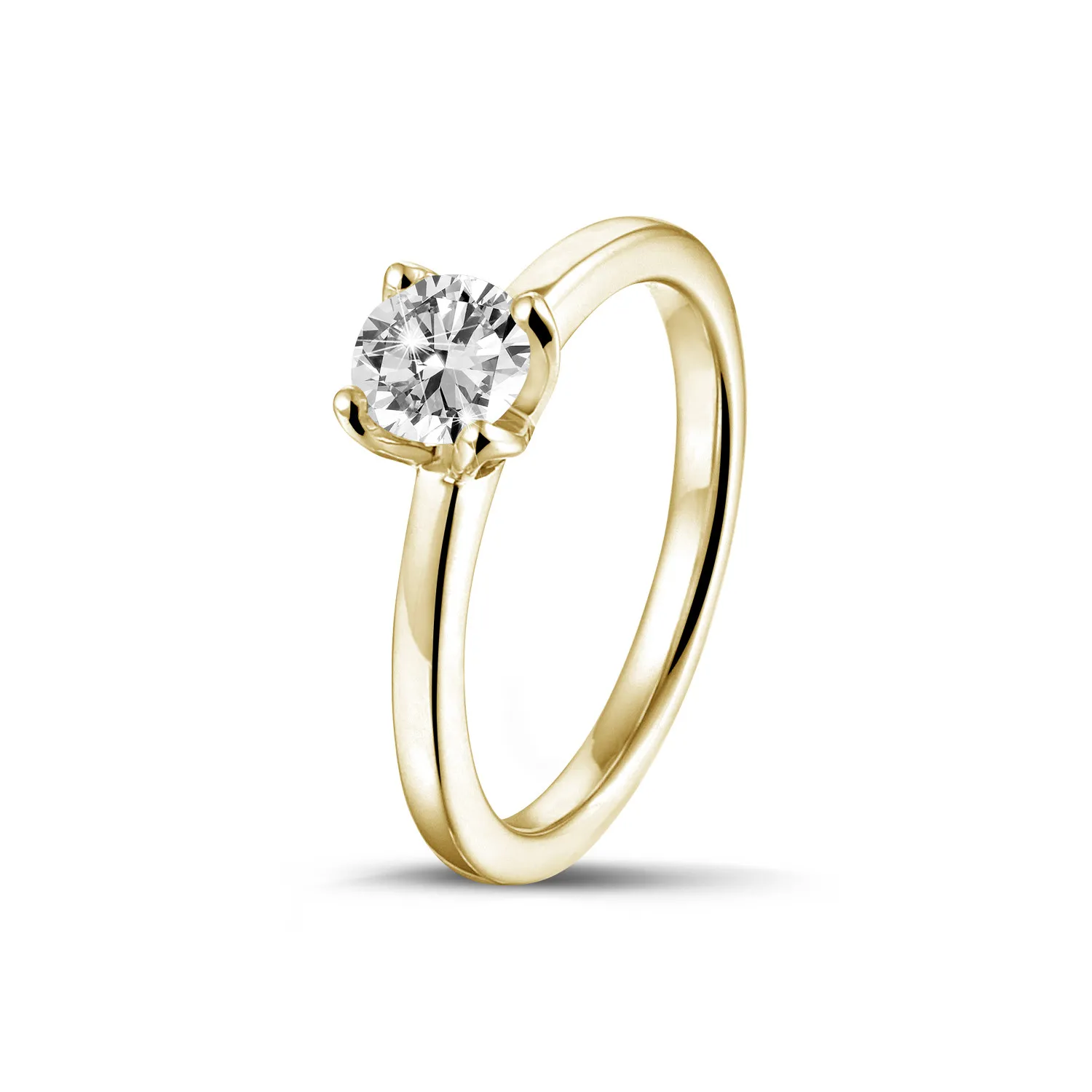 0.70 quilates anillo solitario en oro amarillo con diamante redondo 