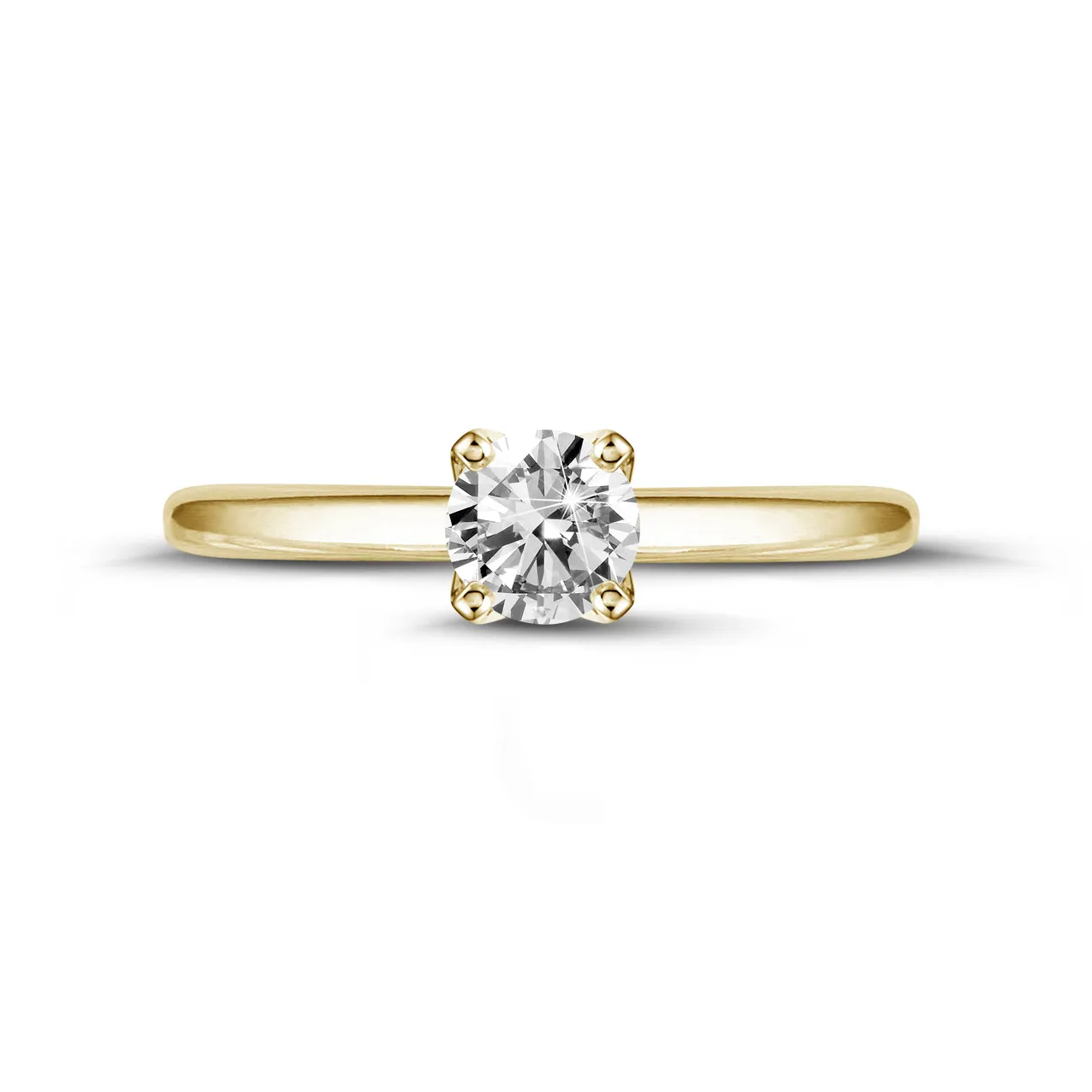 0.70 quilates anillo solitario en oro amarillo con diamante redondo 