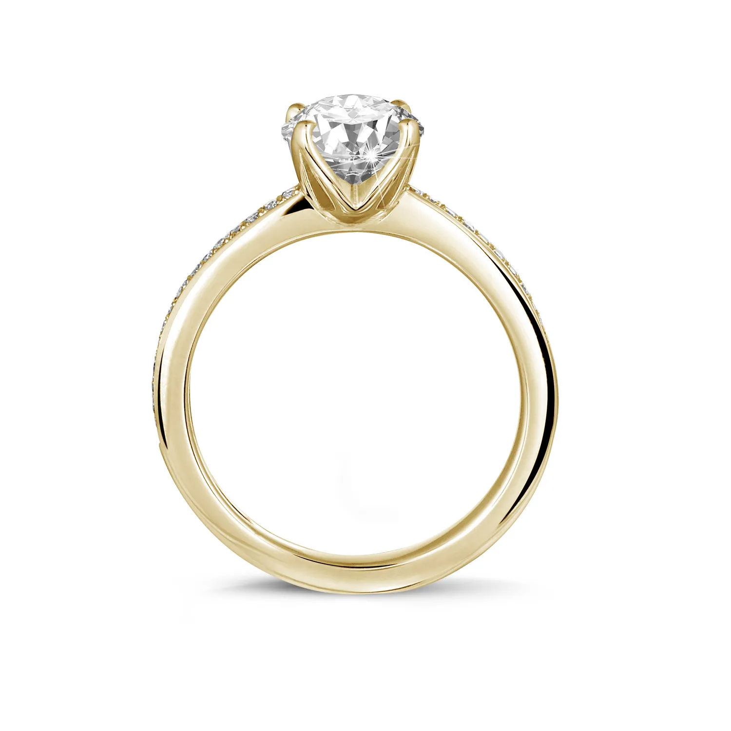 0.70 quilates anillo solitario en oro amarillo con diamantes en los lados 