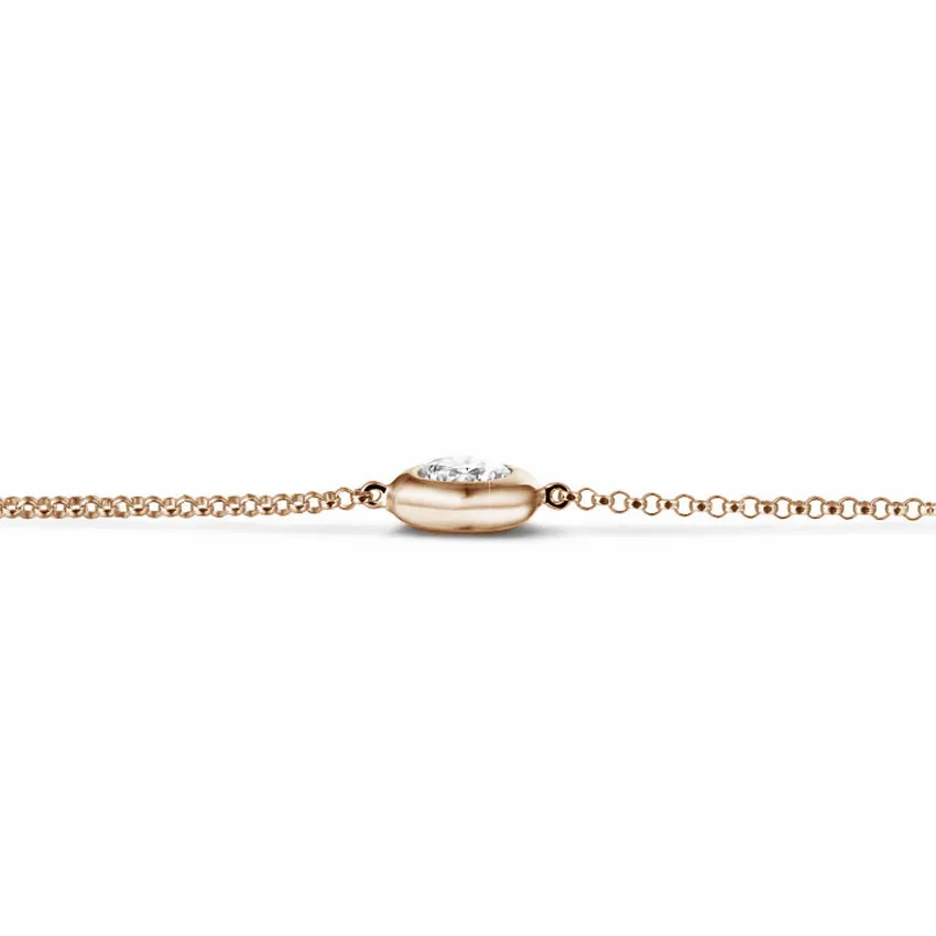 0.70 quilates pulsera diamante satélite en oro rojo 