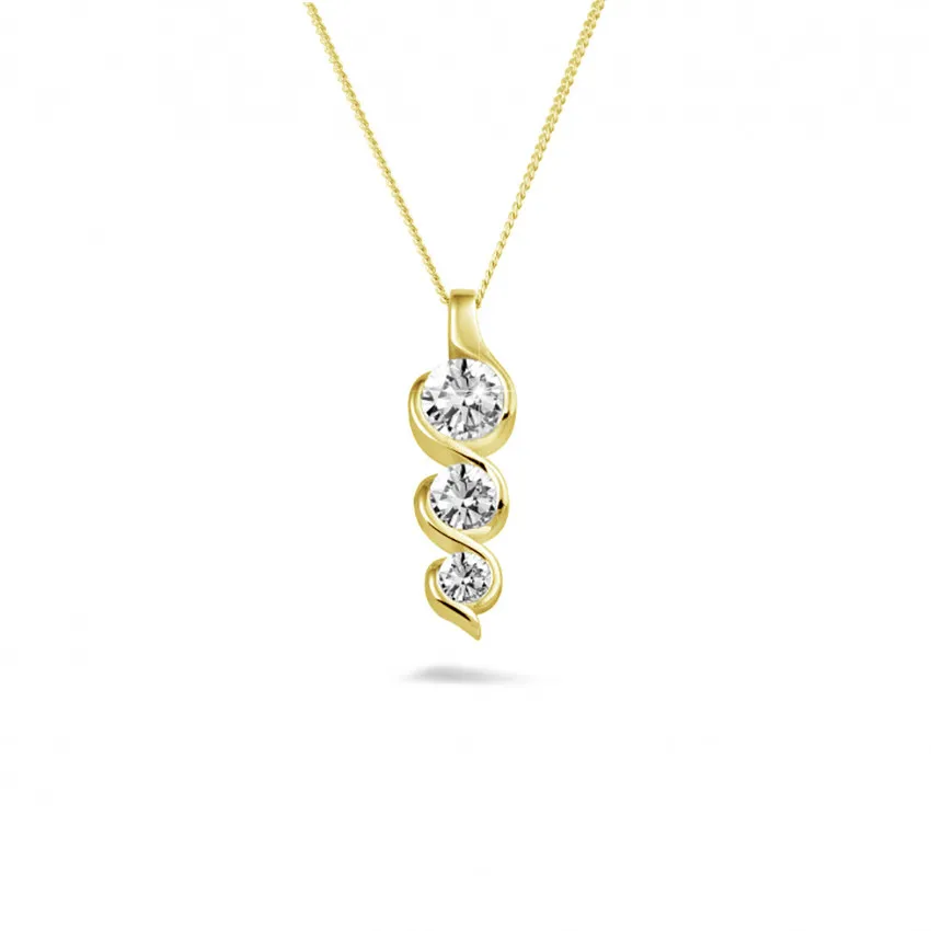 0.85 quilates trilogía colgante diamante en oro amarillo 