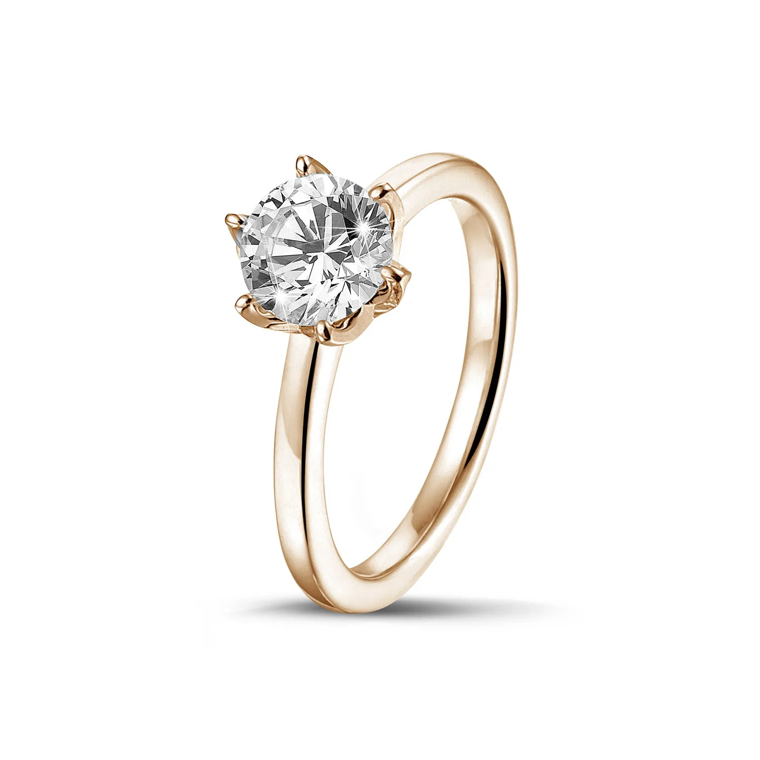 0.90 quilates anillo solitario en oro rojo con diamante redondo 