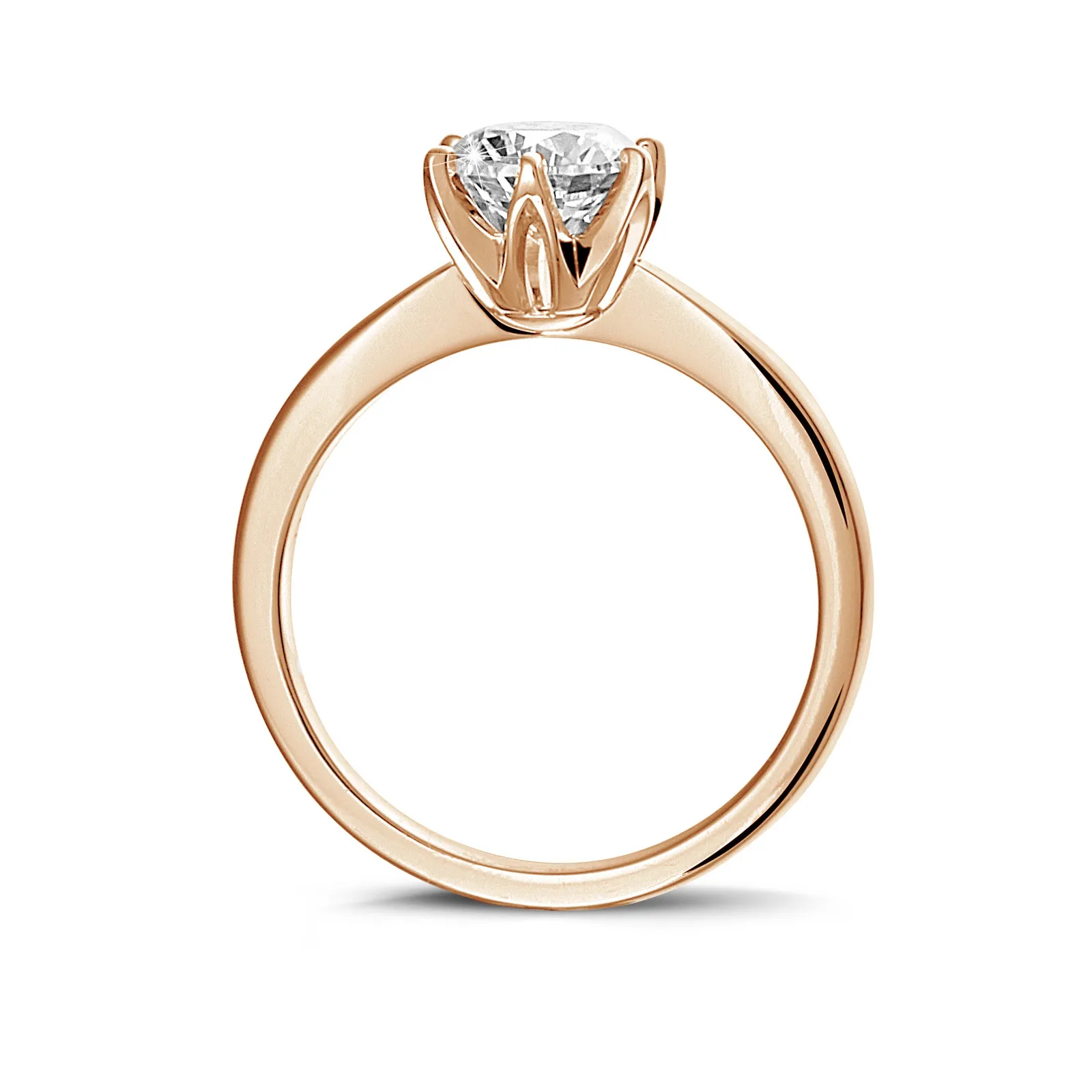 0.90 quilates anillo solitario en oro rojo con diamante redondo 