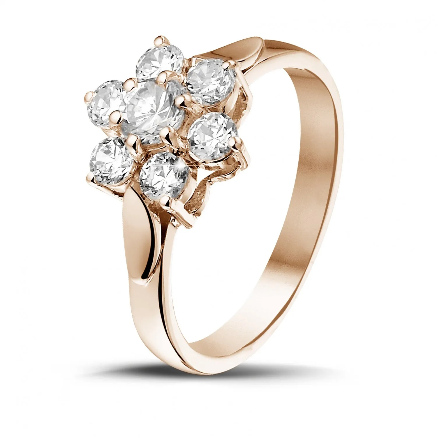 1.00 quilates anillo flor diamante en oro rojo 