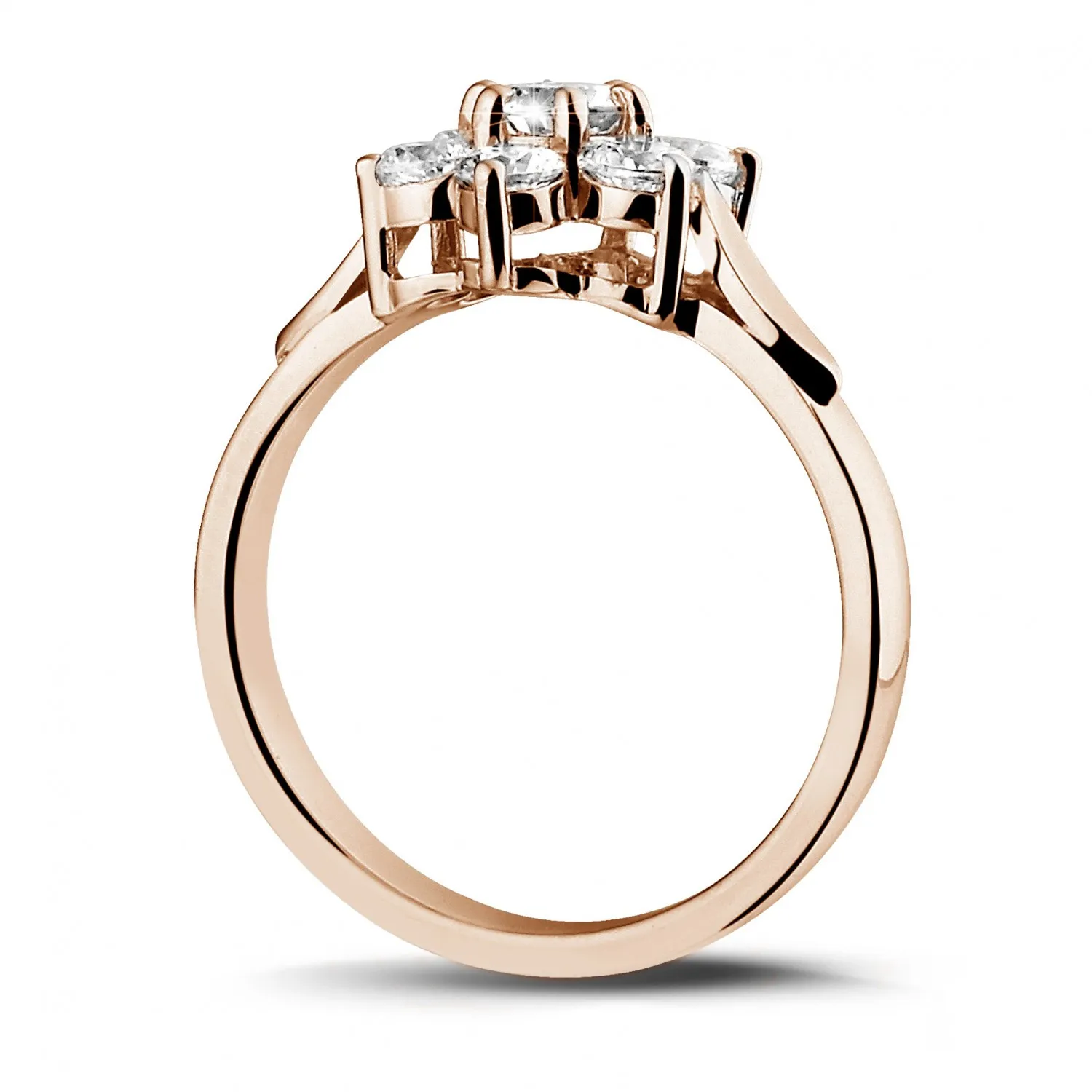 1.00 quilates anillo flor diamante en oro rojo 