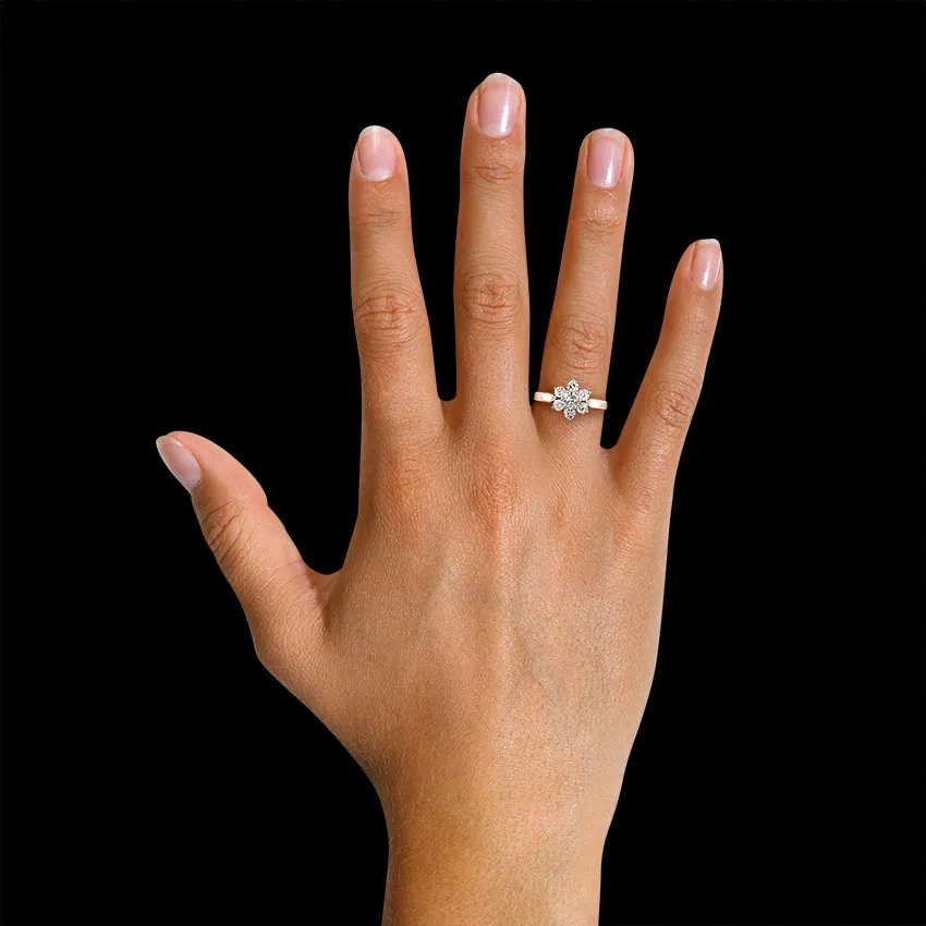 1.00 quilates anillo flor diamante en oro rojo 
