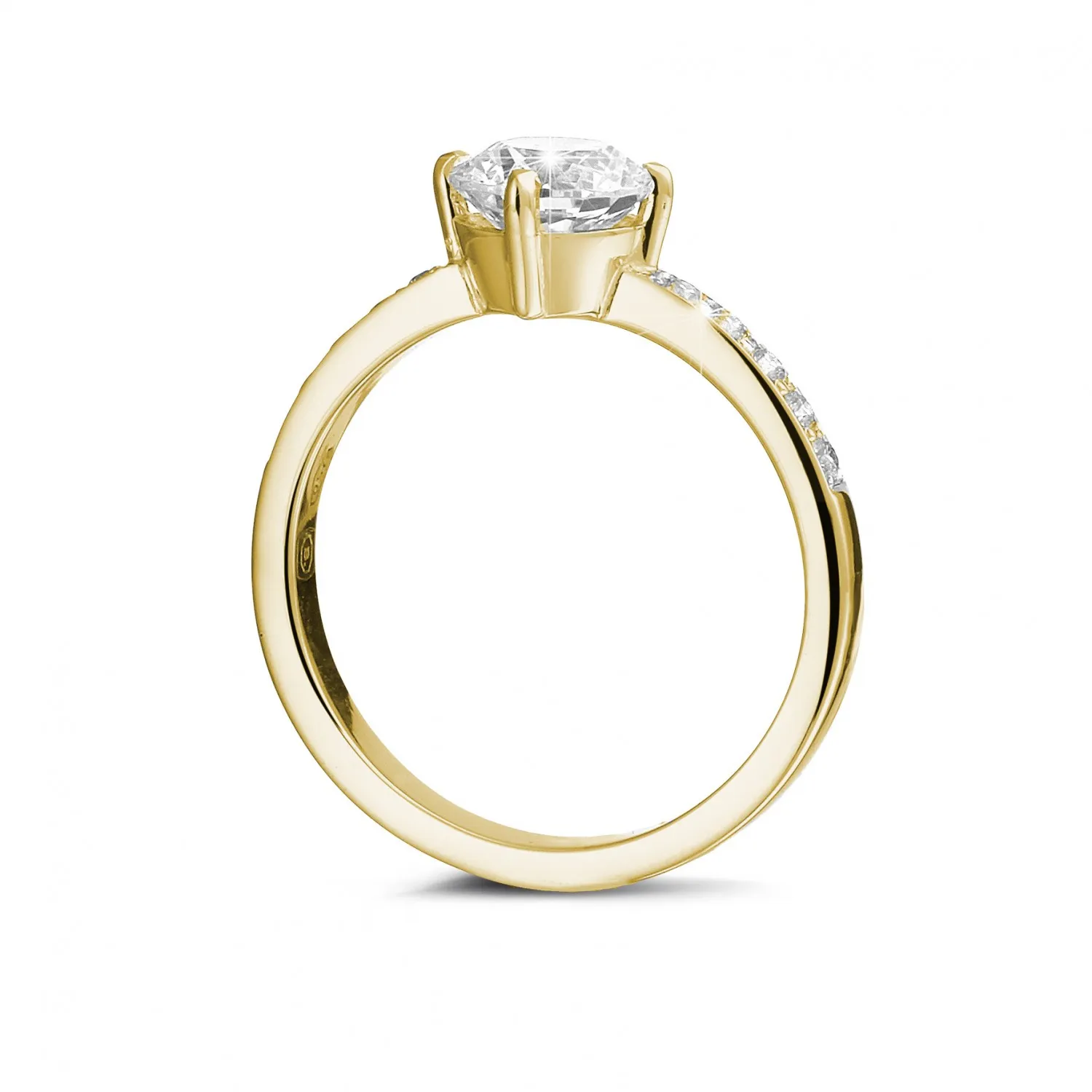 1.00 quilates anillo solitario diamante en oro amarillo con diamantes en los lados 
