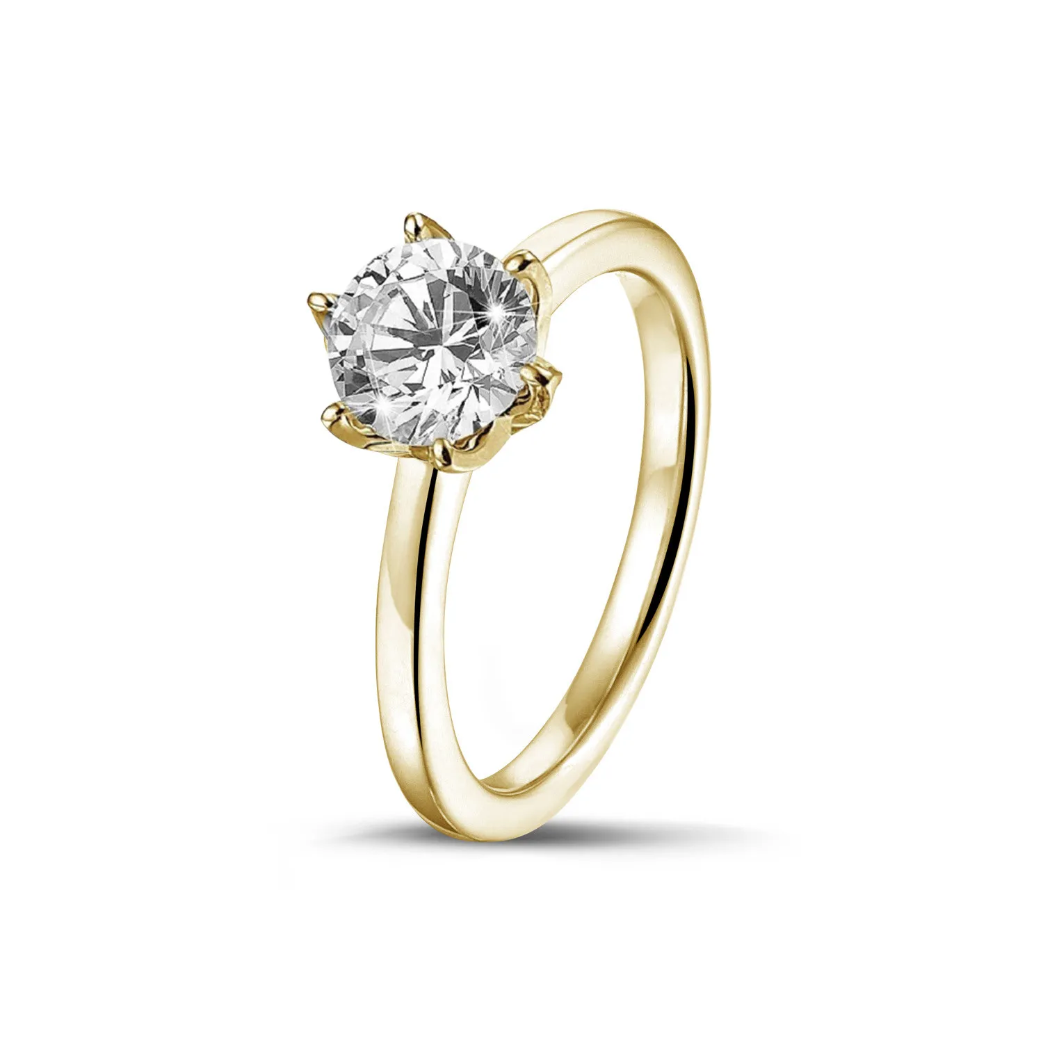 1.00 quilates anillo solitario en oro amarillo con diamante redondo 