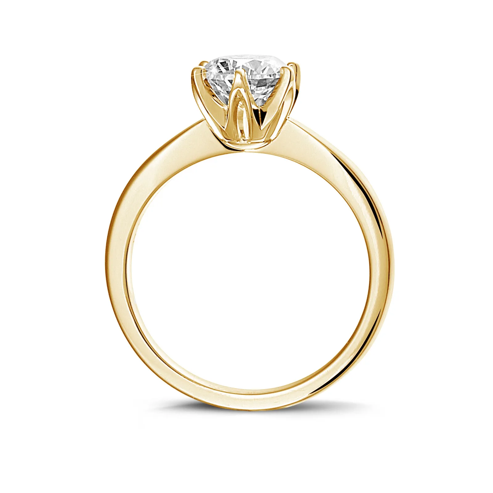 1.00 quilates anillo solitario en oro amarillo con diamante redondo 