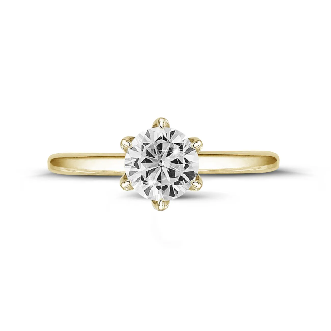 1.00 quilates anillo solitario en oro amarillo con diamante redondo 