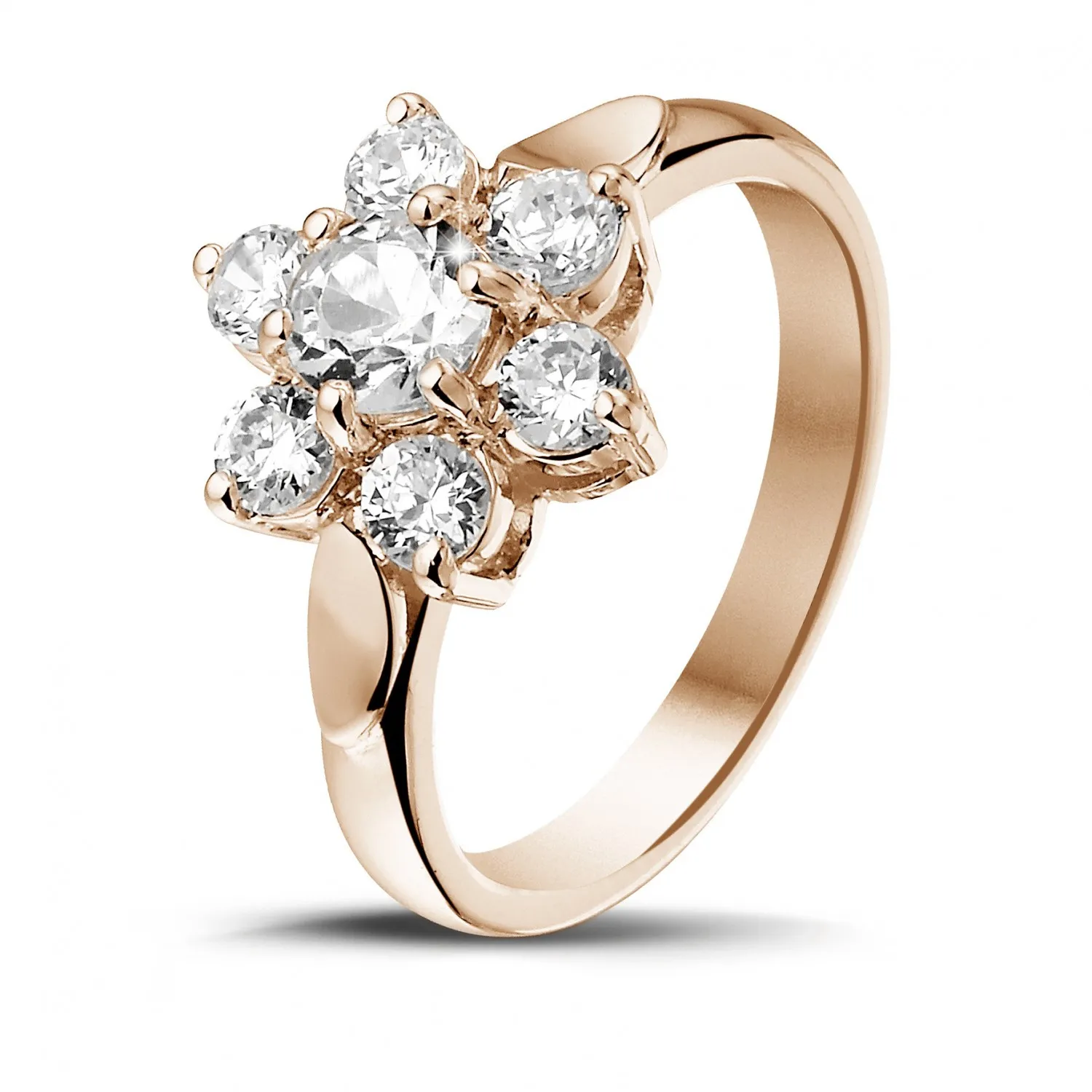 1.15 quilates anillo flor diamante en oro rojo 