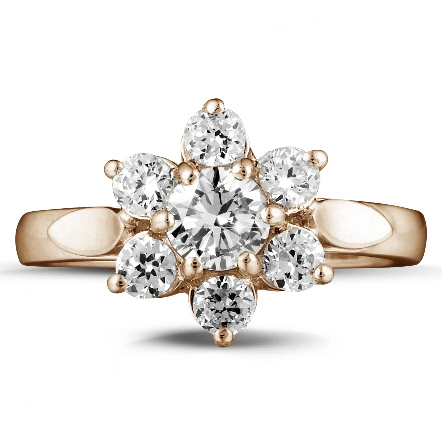 1.15 quilates anillo flor diamante en oro rojo 
