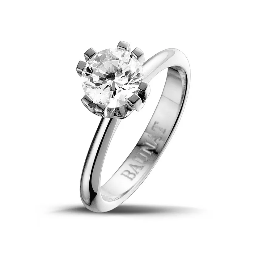 1.25 quilates anillo solitario diamante diseño en oro blanco con ocho garras 