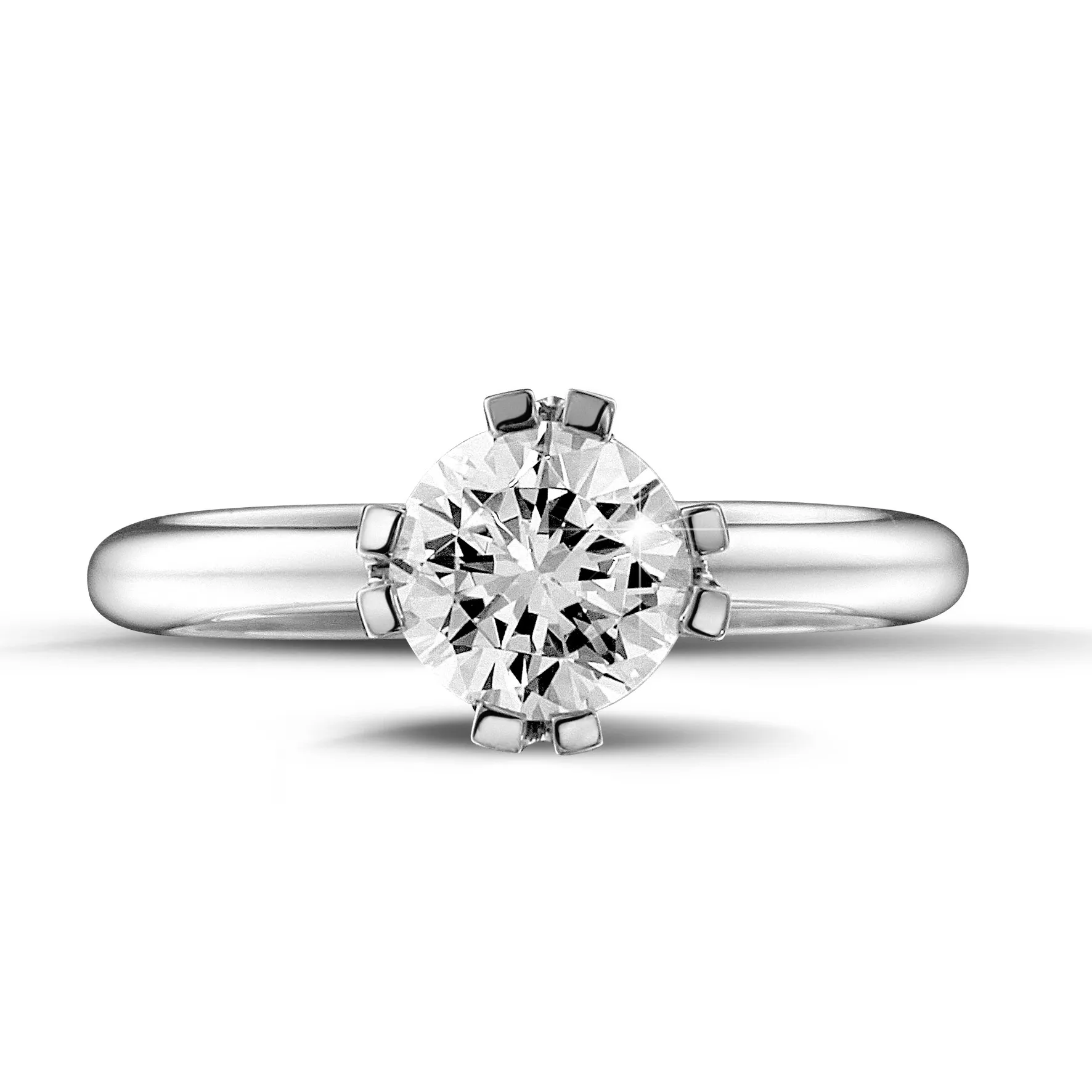1.25 quilates anillo solitario diamante diseño en oro blanco con ocho garras 