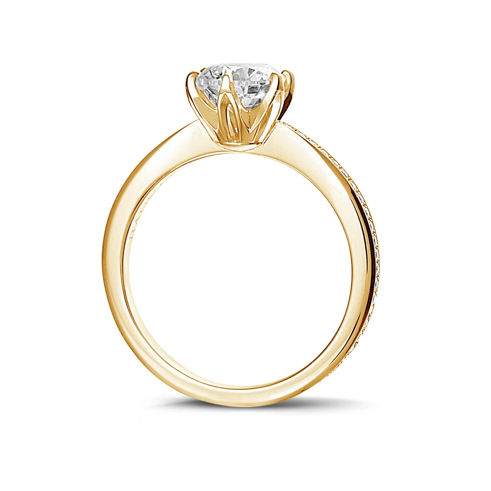 1.25 quilates anillo solitario en oro amarillo con diamantes en los lados 