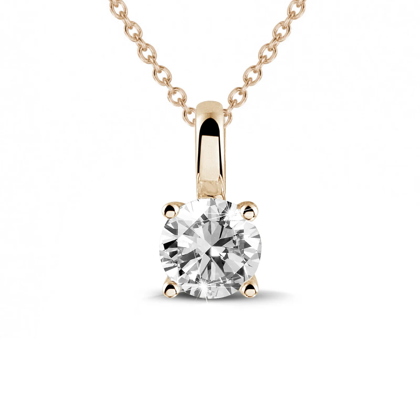 1.25 quilates colgante solitario en oro rojo con diamante redondo y 4 grapas 