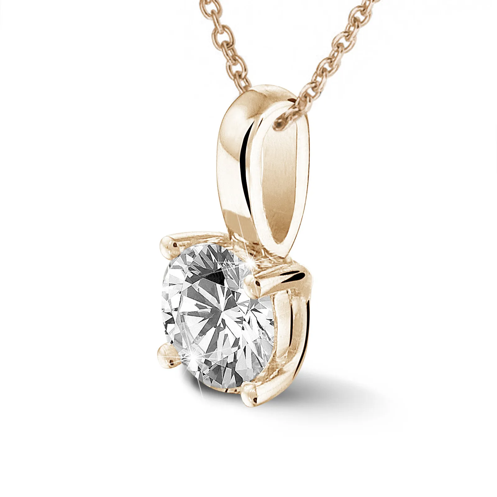 1.25 quilates colgante solitario en oro rojo con diamante redondo y 4 grapas 