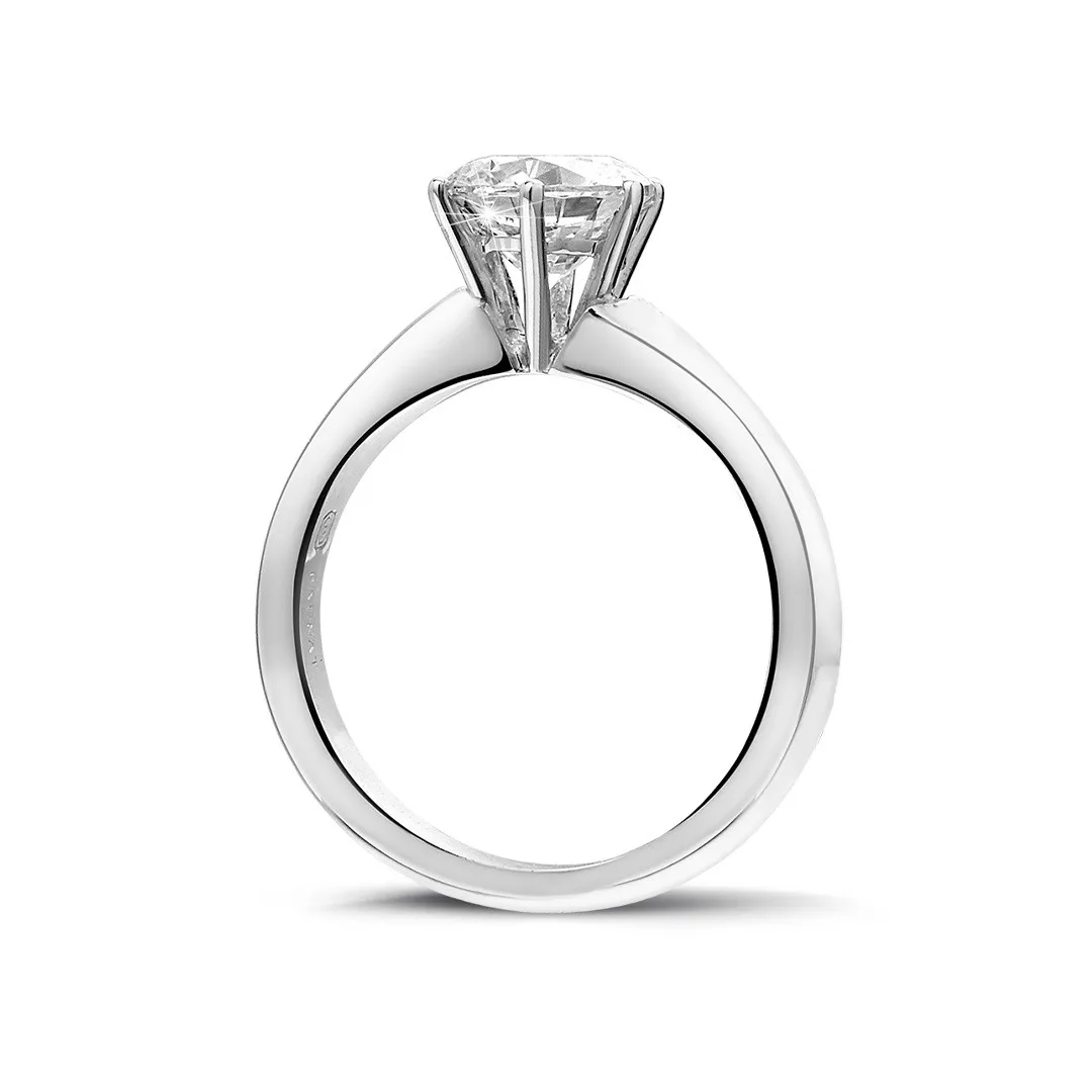 1.50 quilates anillo solitario diamante con 6 grapas en platino 