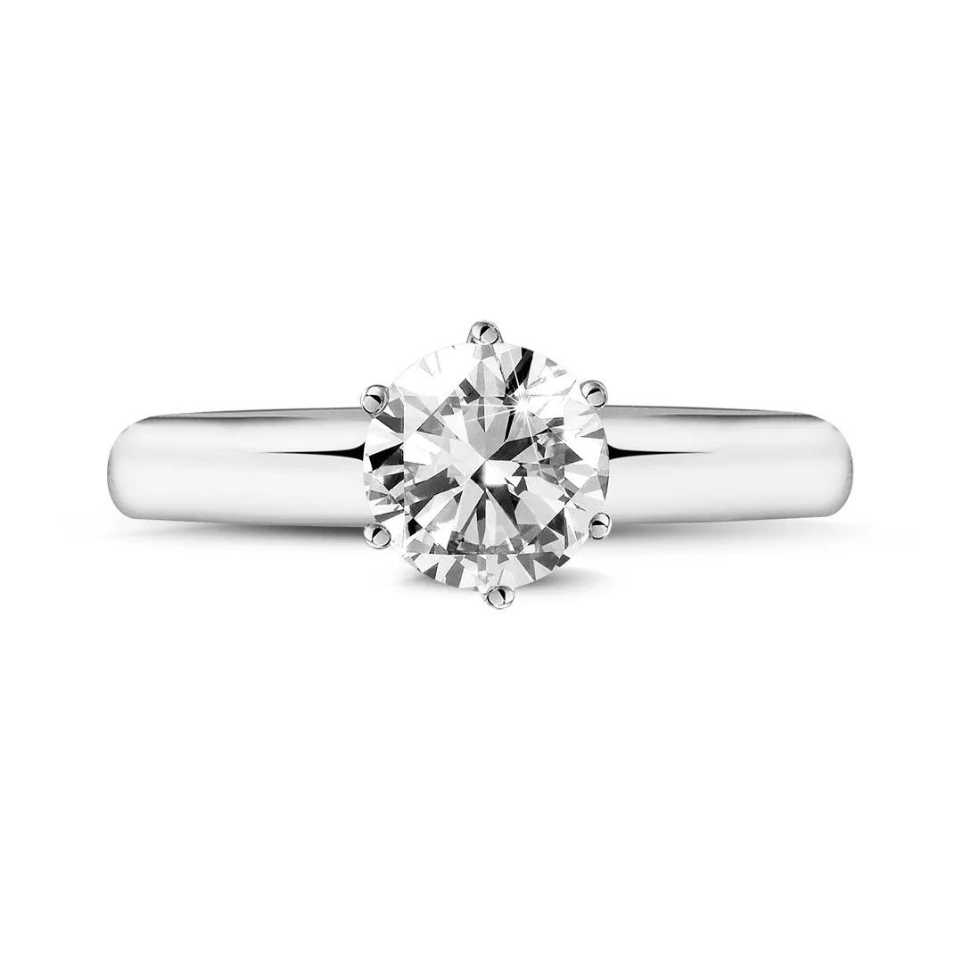 1.50 quilates anillo solitario diamante con 6 grapas en platino 