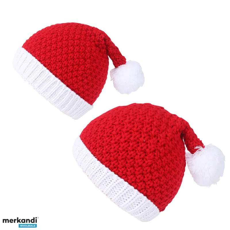 2023 Nuevo sombrero de acrílico rojo / blanco para adultos y niños de Santa Claus