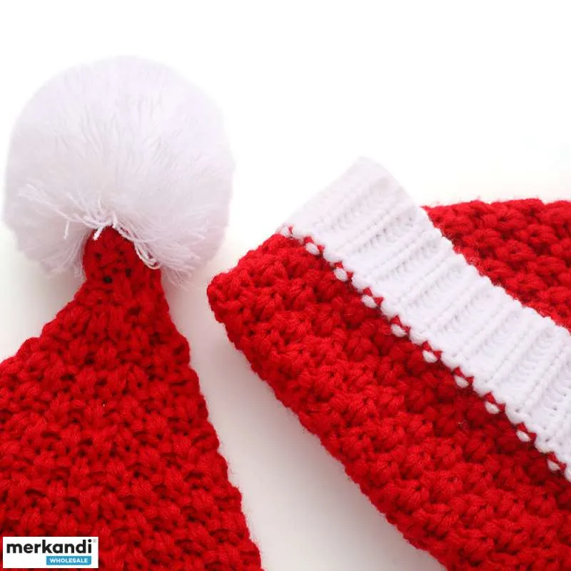 2023 Nuevo sombrero de acrílico rojo / blanco para adultos y niños de Santa Claus