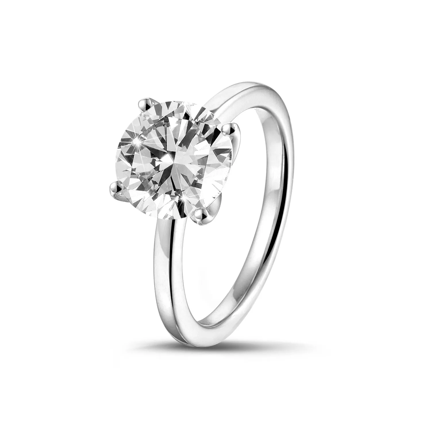 2.50 quilates anillo solitario en oro blanco con diamante redondo 