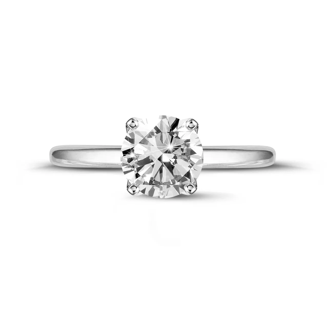 2.50 quilates anillo solitario en oro blanco con diamante redondo 