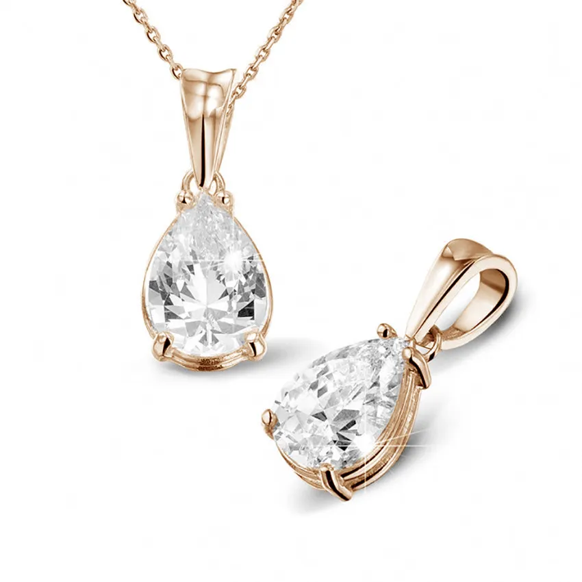 2.50 quilates colgante solitario en oro rojo con diamante en forma de pera 