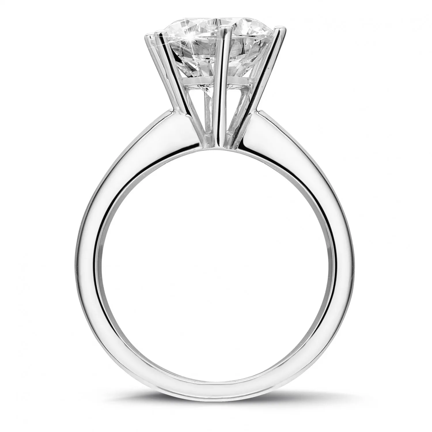 3.00 QUILATES ANILLO SOLITARIO CON 6 GRAPAS EN ORO BLANCO Y DIAMANTE REDONDO DE CALIDAD EXCEPCIONAL (DIFEXNONE FLUORESCENCIA