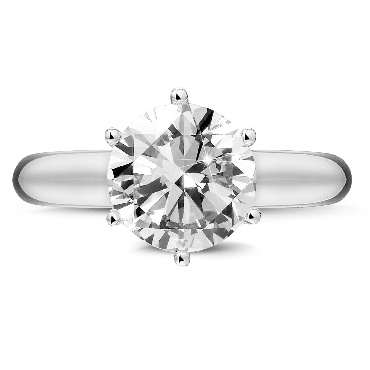 3.00 QUILATES ANILLO SOLITARIO CON 6 GRAPAS EN ORO BLANCO Y DIAMANTE REDONDO DE CALIDAD EXCEPCIONAL (DIFEXNONE FLUORESCENCIA