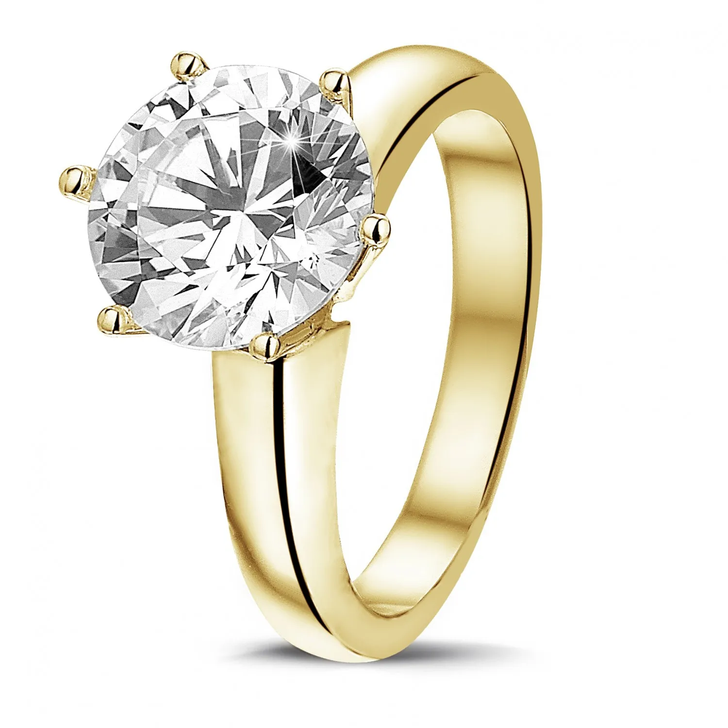 3.00 quilates anillo solitario diamante con 6 grapas en oro amarillo 