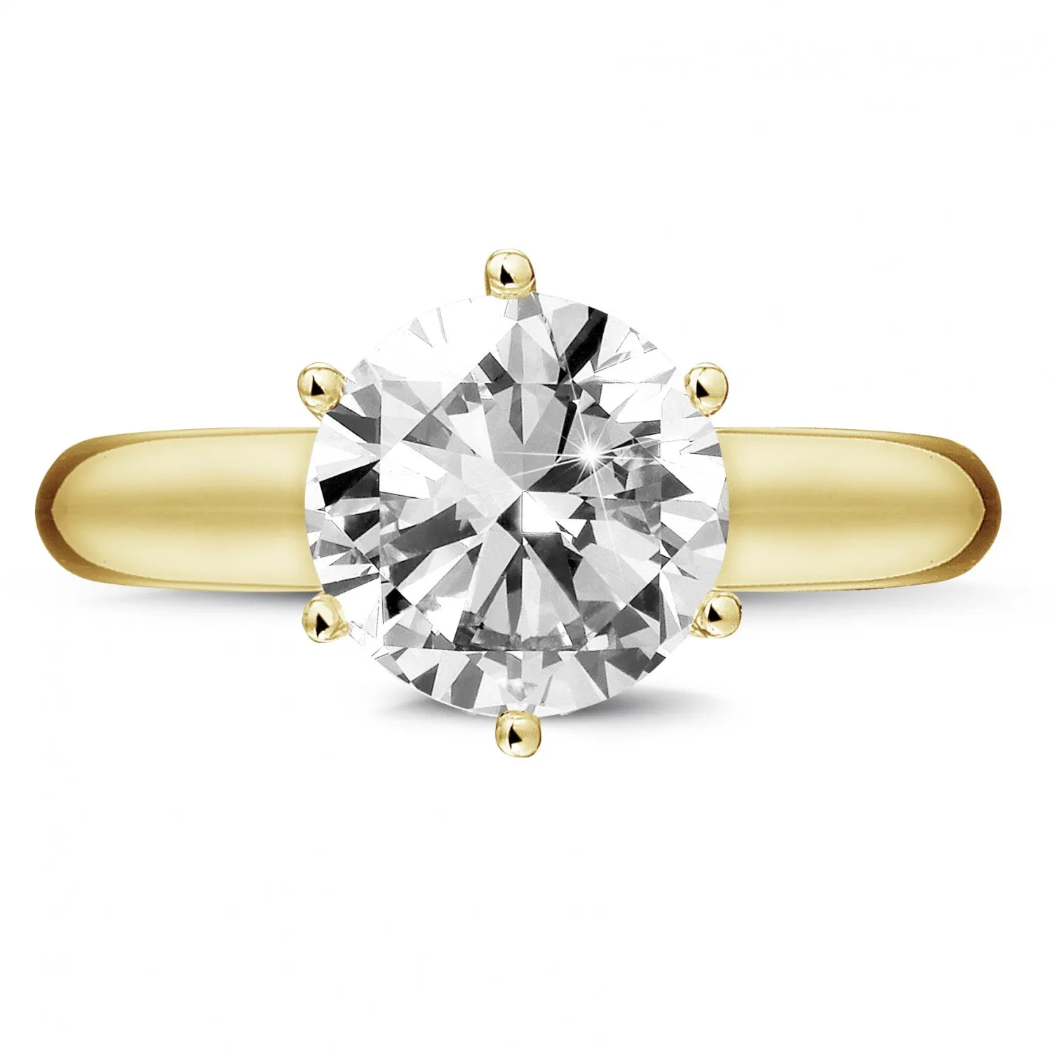 3.00 quilates anillo solitario diamante con 6 grapas en oro amarillo 