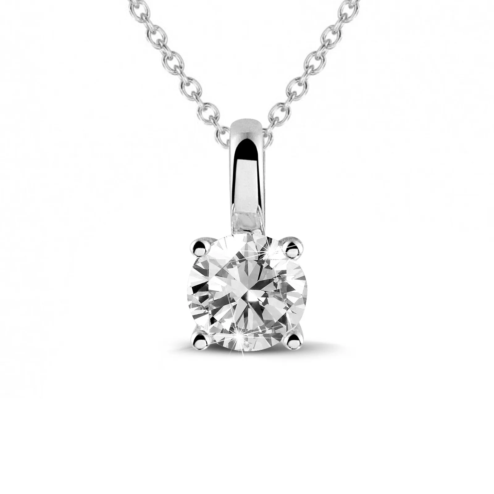 3.00 quilates colgante solitario en oro blanco con diamante redondo y 4 grapas 