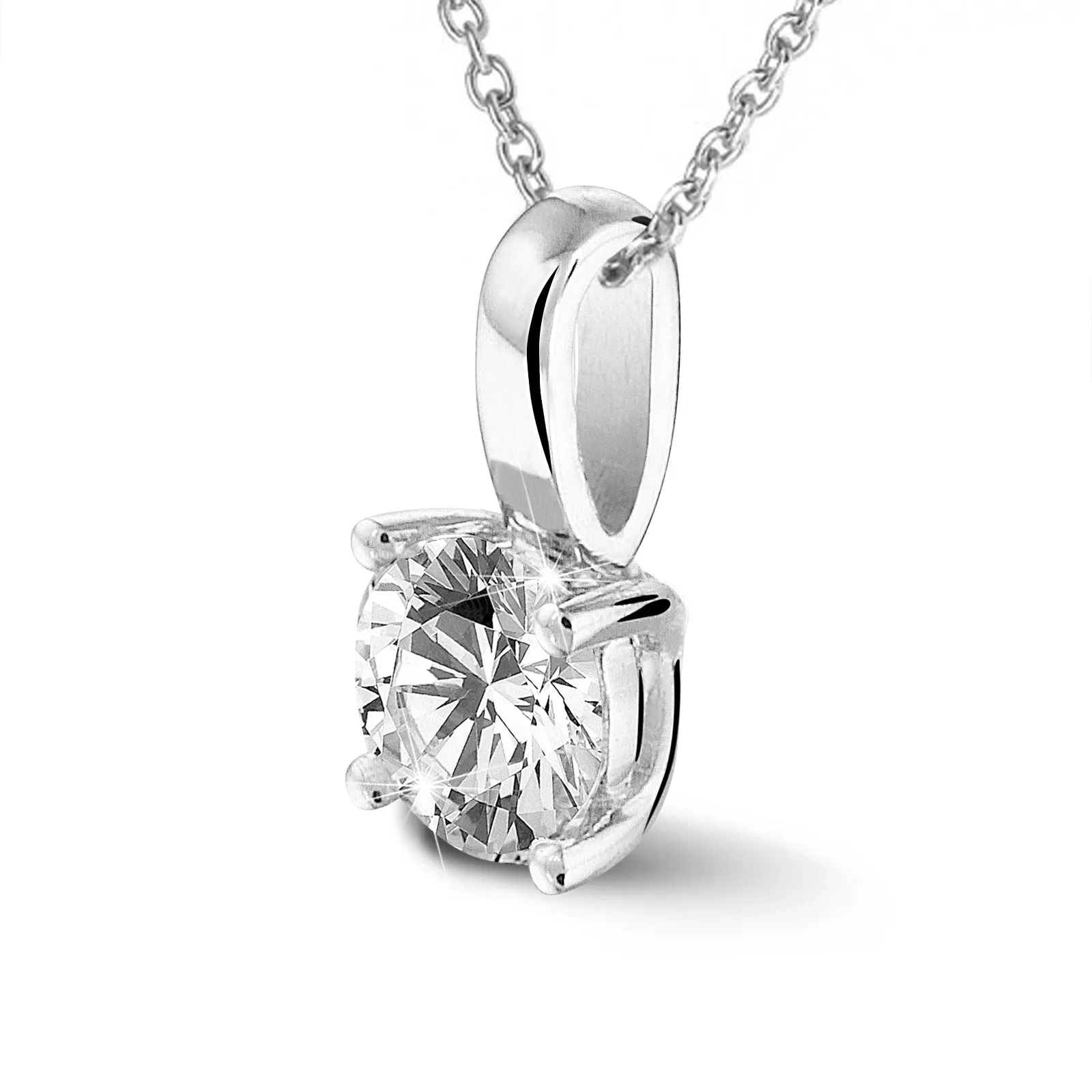3.00 quilates colgante solitario en oro blanco con diamante redondo y 4 grapas 