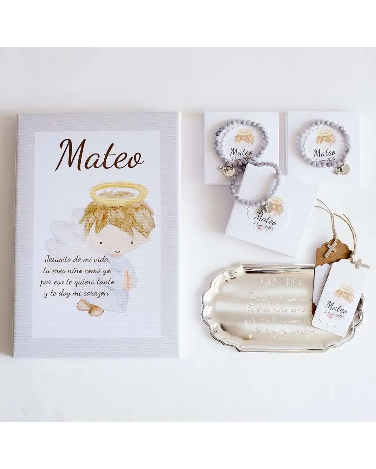 60 servilletas personalizadas de Bautizo "Angelito"