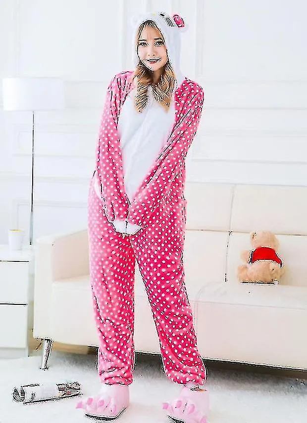 Adultos Unisex Hello Kitty Cosplay Disfraz Animal Pijama Onesie Kigurumi Jumpsuit Ropa de dormir