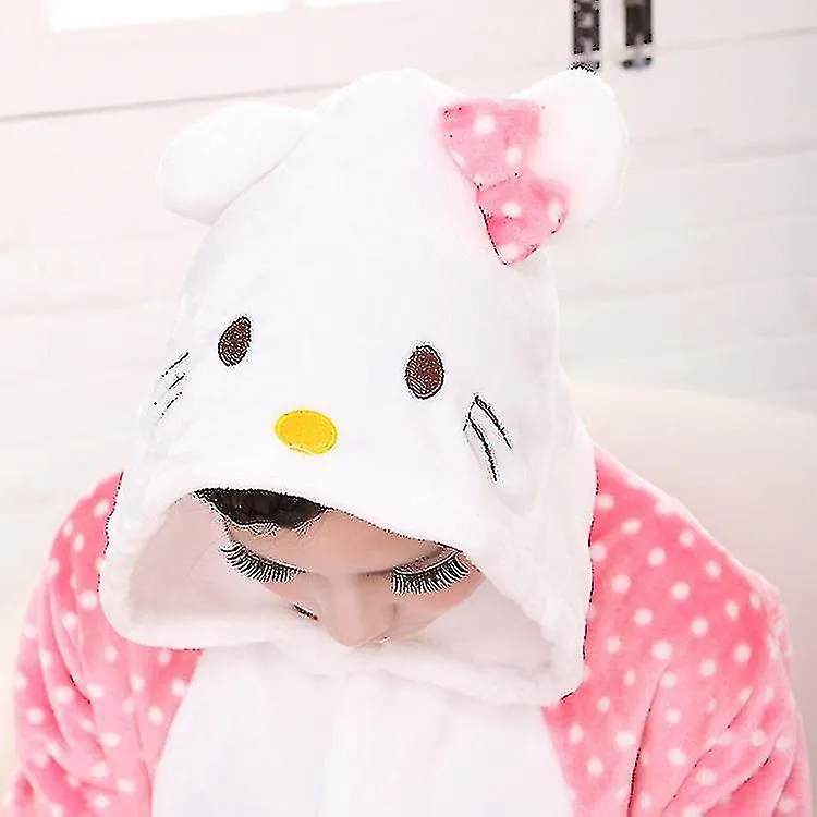 Adultos Unisex Hello Kitty Cosplay Disfraz Animal Pijama Onesie Kigurumi Jumpsuit Ropa de dormir