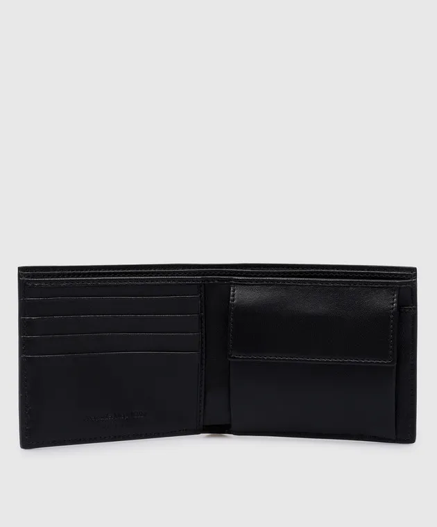 ALEXANDER MCQUEEN BLACK CROCODILEEMBOSSED LEATHER PURSE WITH SKULL DECORATION