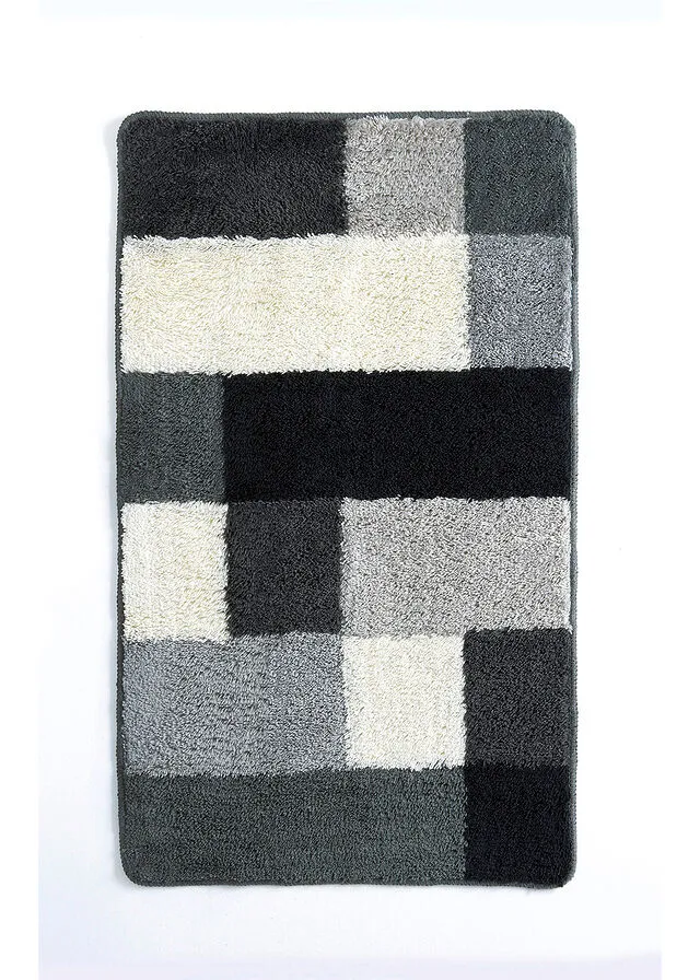 ALFOMBRILLA DE BAñO CON DISEñO DE COLORES NEGROBLANCOGRIS
