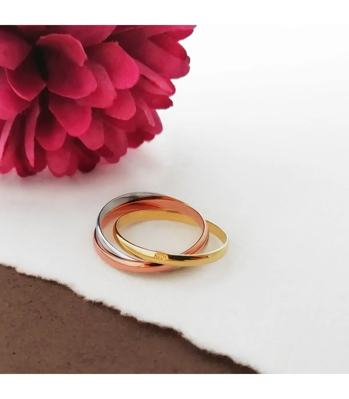Alianza triple Dozza 2mm Oro tricolor 18K