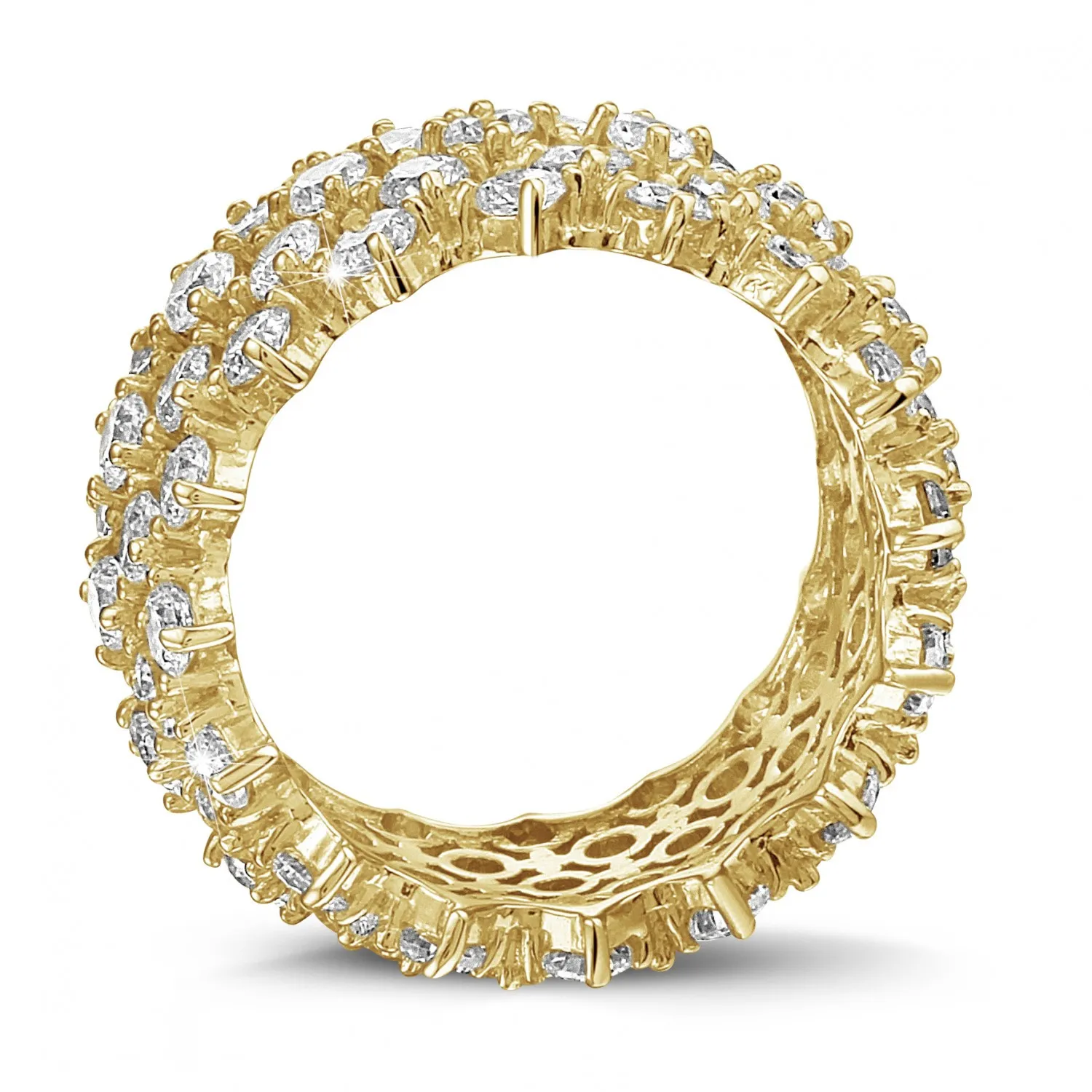 Anillo de diamante en oro amarillo con diseño de espina de pescado 