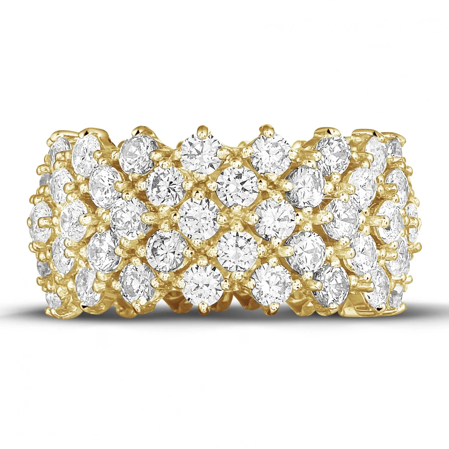 Anillo de diamante en oro amarillo con diseño de espina de pescado 