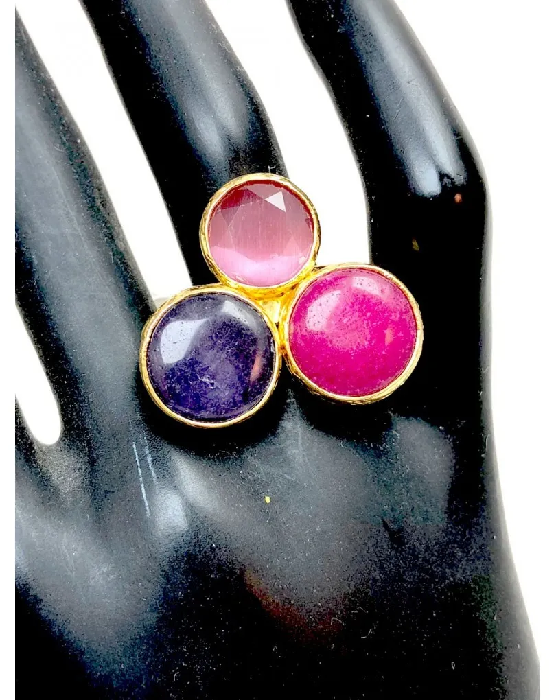 ANILLOS DE BISUTERIA CON BONITO DISEÑO EN TONOS FUCSIAS Y MORADOS