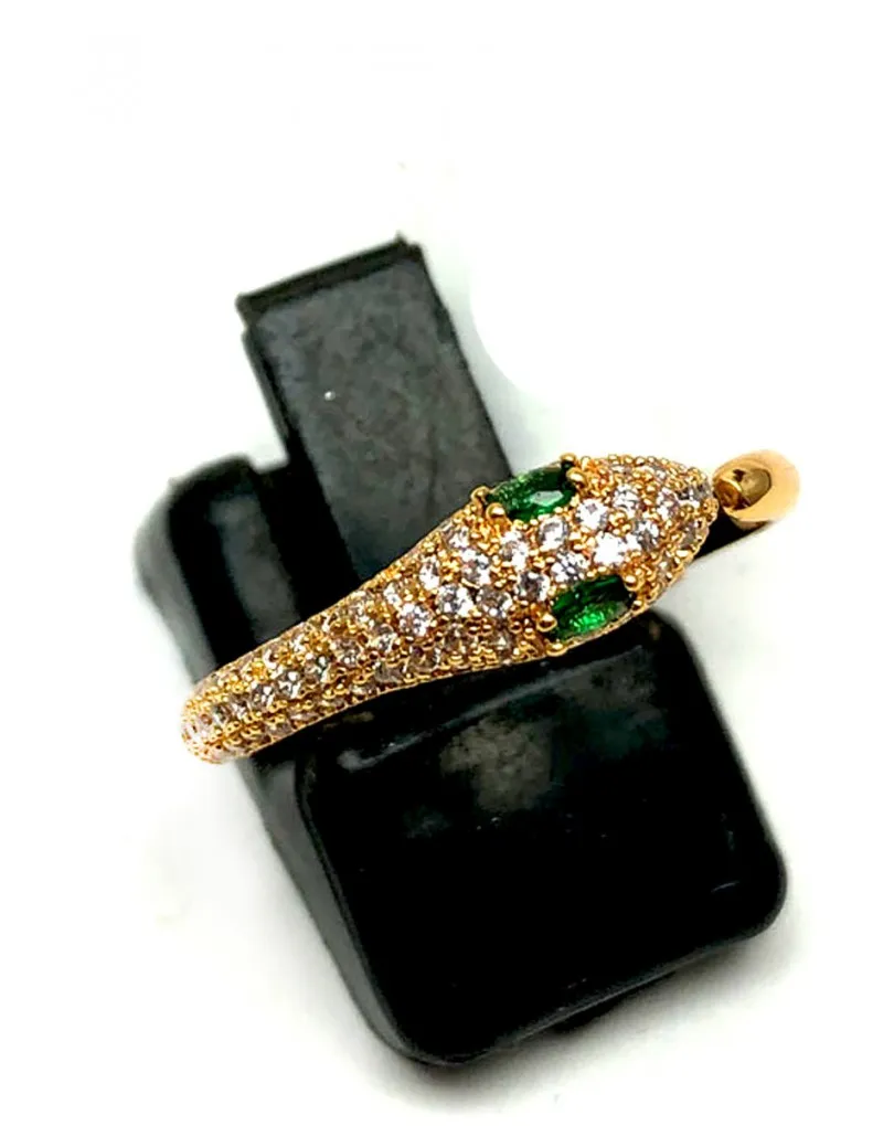 ANILLOS DORADOS DE SERPIENTES PARA MUJER CON CIRCONITAS