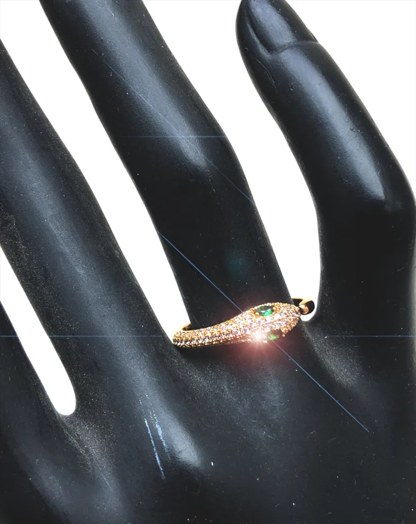 ANILLOS DORADOS DE SERPIENTES PARA MUJER CON CIRCONITAS