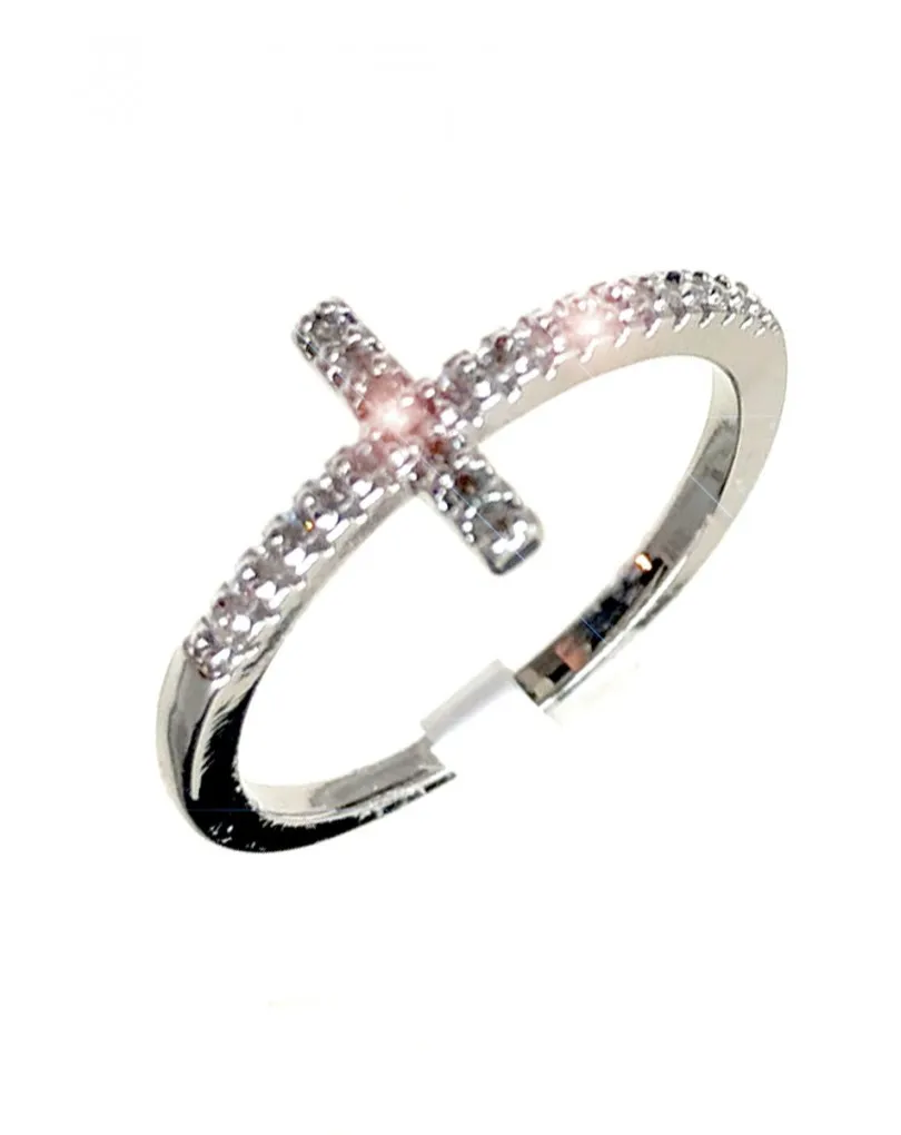 ANILLOS PLATEADOS DE MUJER DE BISUTERIA CON CRUZ