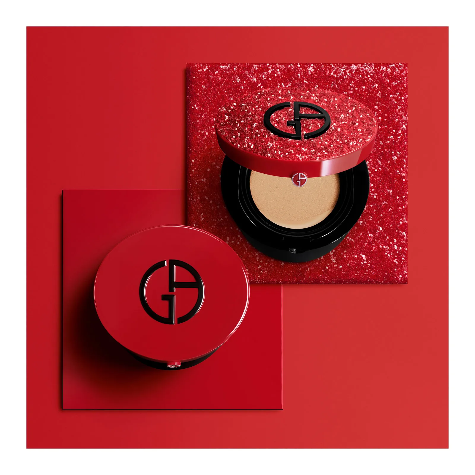 ARMANI CUSHION TO GO COUTURE  RED CUSHION ESTUCHE EN   CRYSTALS